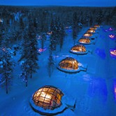 Igloos view from air Kakslauttanen.