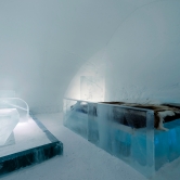 Ice room at the Ice Hotel in Jukkasjärvi, Sweden