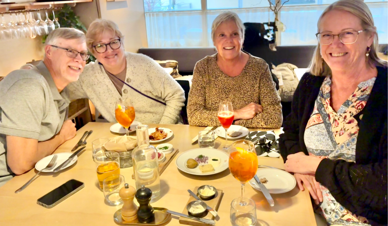 Enjoying a meal at the hotel